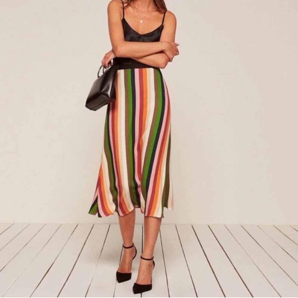 Reformation Bea Rainbow Wrap Skirt 🌈
